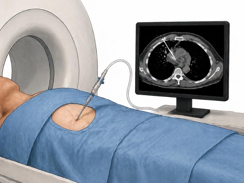 Drenagem mediastinal orientada por TC